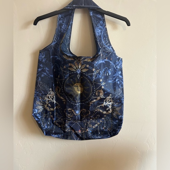 Johnny Was Navy and Gold Reusable FoldableTote - Picture 2 of 7